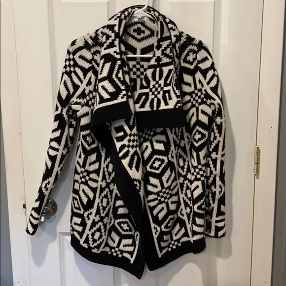 Oversized Chunky Sweater Jacket Shacket Tribal - Picture 2 of 14